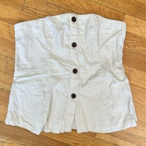 Abercrombie & Fitch Cream Button Down Strapless Shirt Side Medium